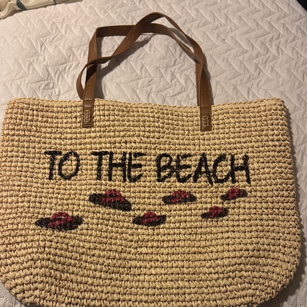 Style & Co. Natural Straw Tote with Brown Handles